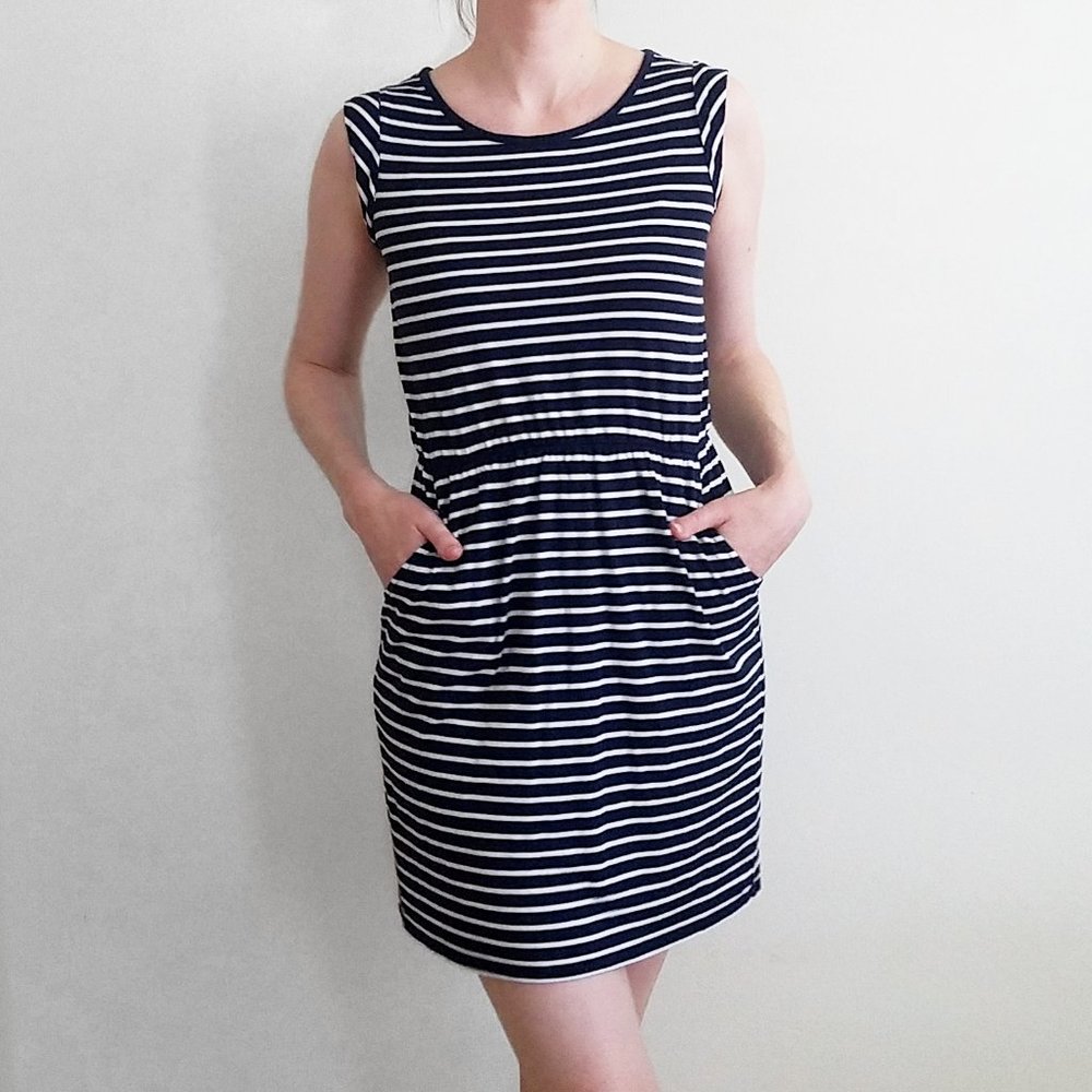 Boden Navy Stripe Cotton Modal Casual Dress